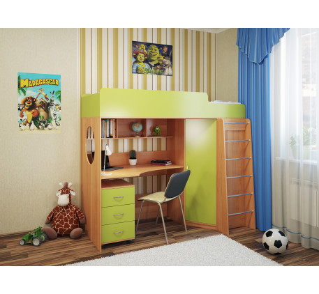 Кровать-чердак для мальчика Милана-3, спальное место 190х80 см